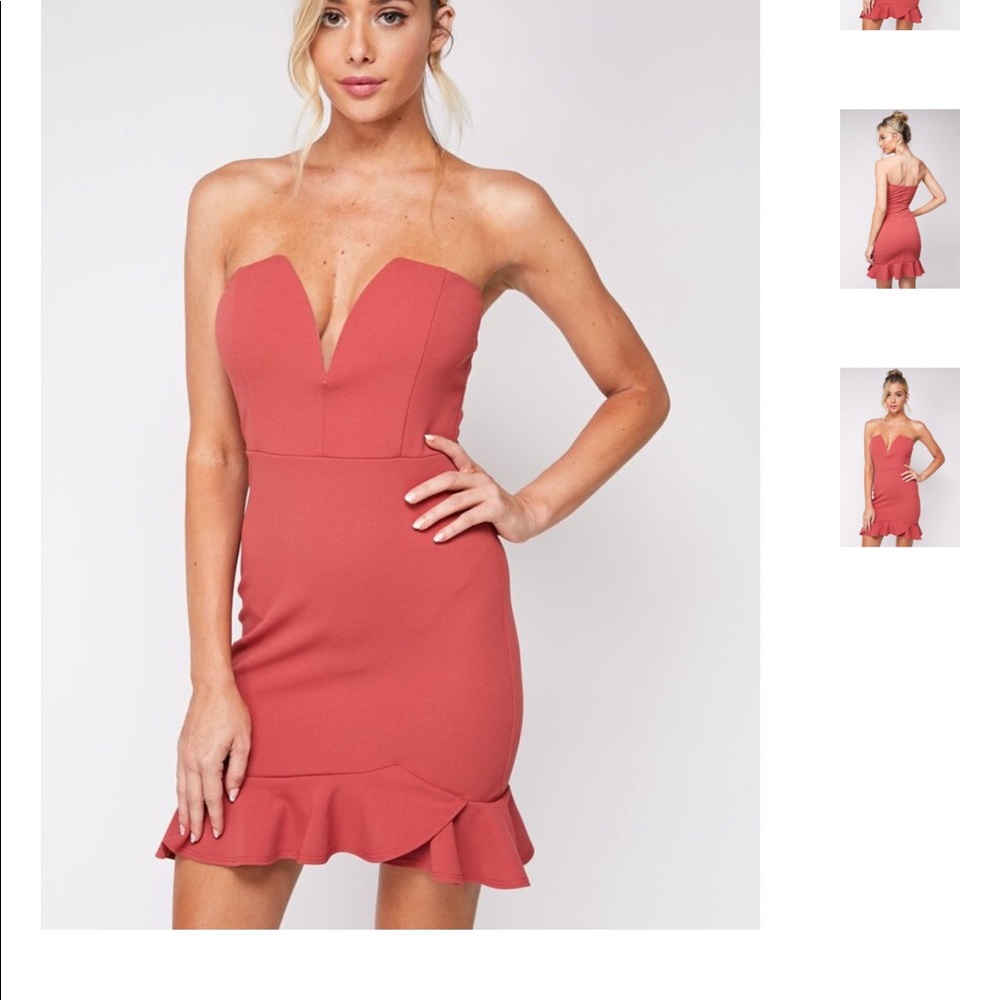 Dish Ruffle Hem Dress IN RED